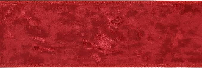 MEEDEE Red Velvet Wired Ribbon 2-1/2 inch Crushed Red Velvet Christmas Ribbon 10 Yards for Christmas Tree, Wreaths, Crafts Bow, Garlands, Gift Wrapping, Seasonal Decorations