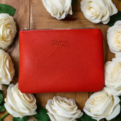 RITTZI Radiant Rouge Cosmetic Bag - Slim Makeup Organizer