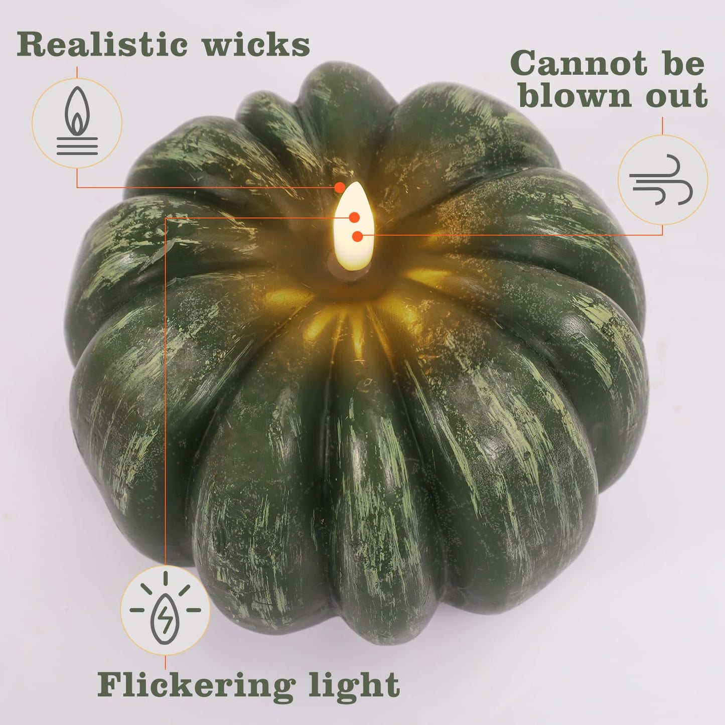 RGQSUN [Timer] Fall Pumpkin Flameless Candles Flickering LED Candles Battery Operated Pumpkin Lights Fall Table Decor for Home,Halloween,Thanksgiving