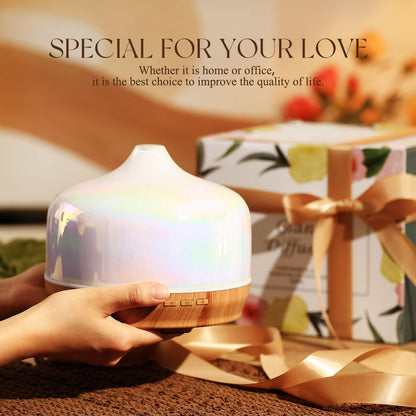 Porseme 500ml Essential Oil Diffuser, Aroma Ultrasonic Humidifier with Remote Control, BPA Free, Auto Shut-Off, Timer Setting for Large Room Sleeping Yoga