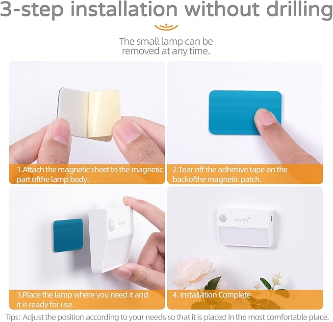 4 Pack Motion Sensor Night Light, Rechargeable Stair Lights Indoor, Warm White Motion Sensor Light Indoor, Battery Operated Night Light for Hallway, Stairway, Bathroom, Bedroom, Kitchen