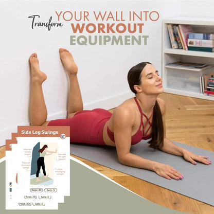 Wall Pilates Workout Cards for Women – 76 Large Hand-Drawn Exercises with Step-by-Step Guides & Mindful Affirmations – Unique Home Pilates Gift Deck