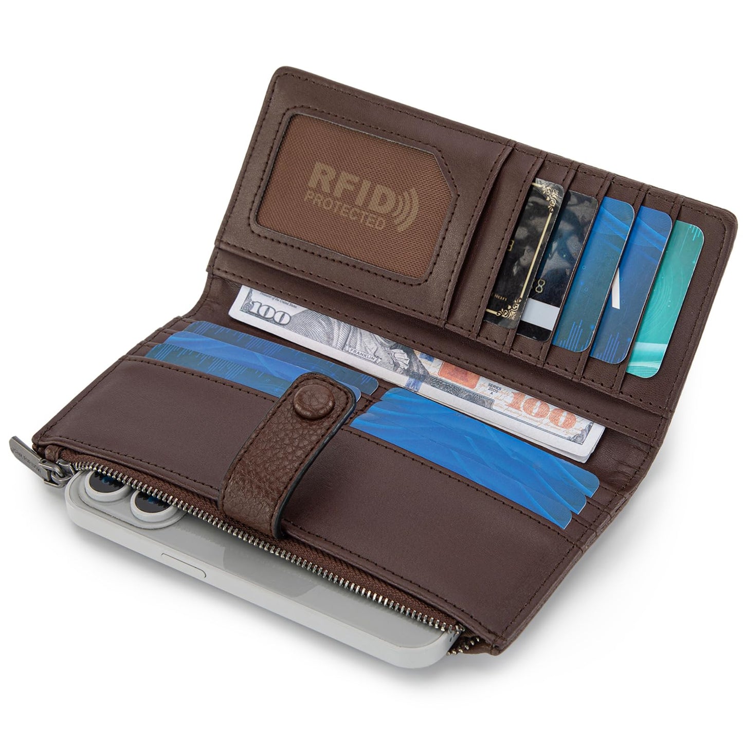 Montana West Women's Wallet Bifold RFID Blocking Wallets Large Capacity Card Holder Wallets with Zipper Coin Pocket