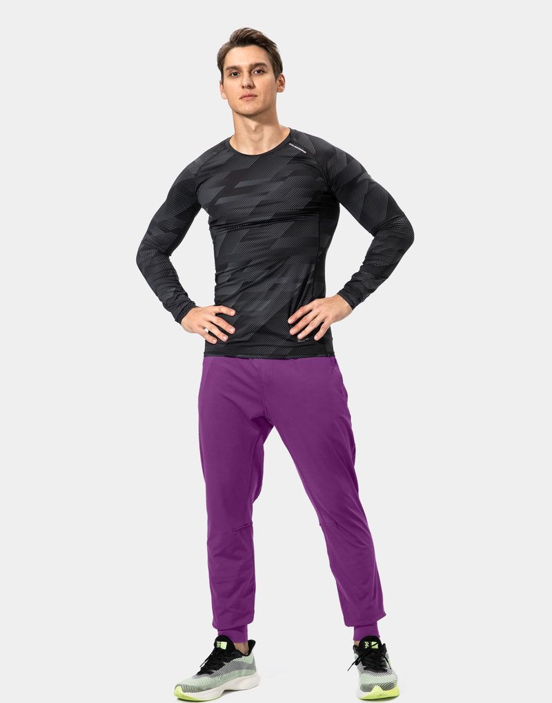 Men's Sweatpants with Zipper Pockets Athletic Pants Traning Track Pants Joggers for Men Soccer, Running, Workout (Purple, Large)