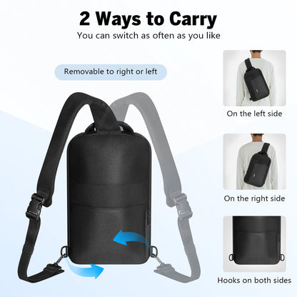 MoKo Compact EDC Sling Bag for New 13-inch iPad Pro M4/Air M2, Minimalist Chest Shoulder Crossbody Bag for Men Women Daily Use, Single Strap Daypack for New 13" MacBook Air/14 MacBook Pro, Black