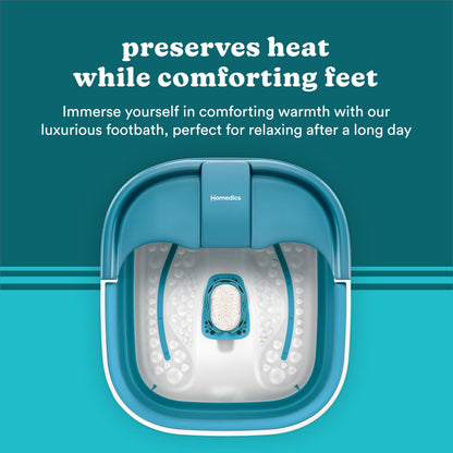 Homedics Smart Space Bubble Mate Collapsible Foot Spa, Heat-Maintaining, Bubble Massage with Pumice Stone and Splash Guard