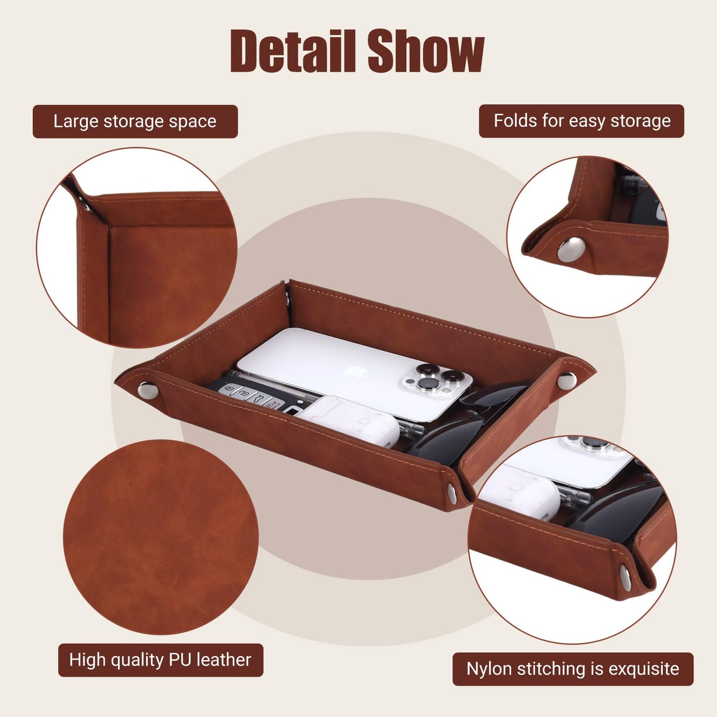 LJZTYX To My Dad Gifts,Leather Tray Engraved Personalized Gifts Unique Dad Birthday Gifts from Daughter Son,Valet Tray Desktop Storage Organizer (I know DAD)