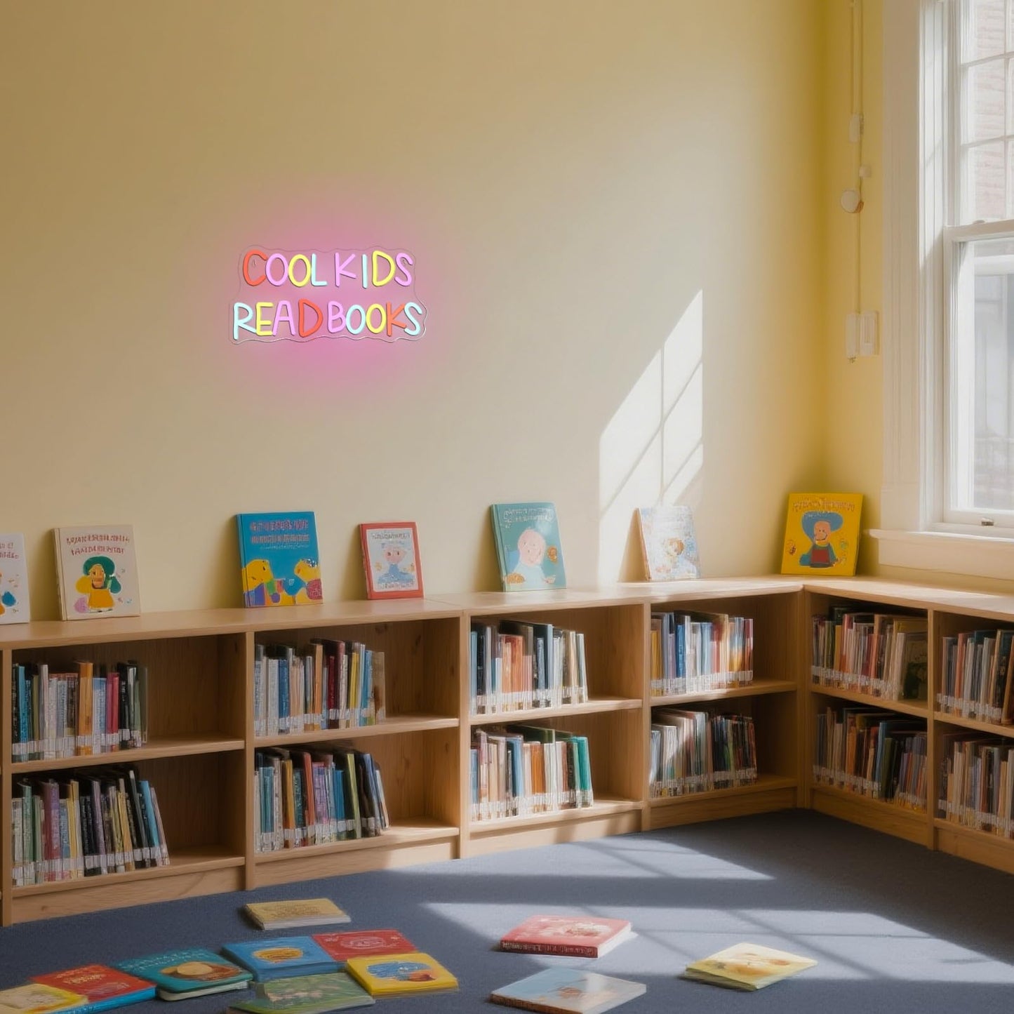 VVYXX Cool Kids Read Books Neon Sign Reading Corner for Kids Neon Signs for Wall Decor LED Light Library Classroom Book Club Christmas Gift for Teens