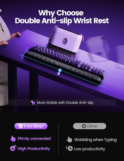 Vaydeer Keyboard Wrist Rest with Stickers, Full Mechanical Keyboard Support Pad, Desk Ergonomic Cushion for Computer Typing Office Work Home Gaming, Soft Memory Foam Arm Palm Hand Pain Relief Gift