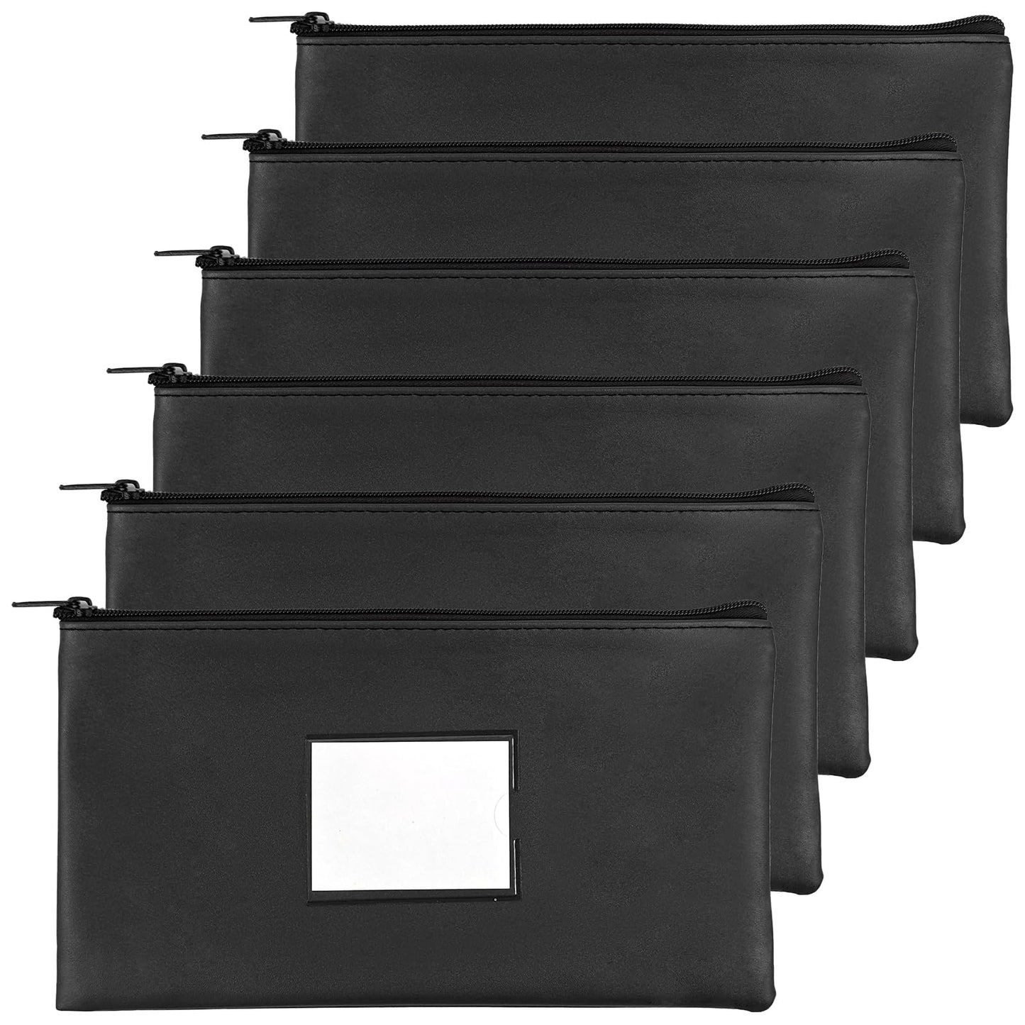 VOCHIC 6 Pieces Money Bags with Zipper, Money Pouch,PU Bank Deposit Bags, Bank Bag, Cash Wallet Pouches with Label for Coins, Cosmetics, School Gifts,Invoice, Bills, Tools, Receipt Holder,11x6.1 inch