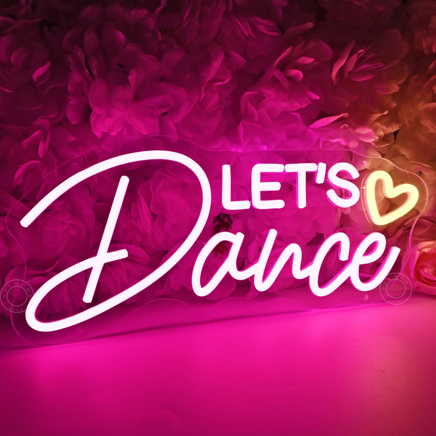 SYLHOME Let's Dance Led Neon Light Sign Heart Dance Studio Girls Bedroom Classroom Wall Sign Decor Kitchen Wedding Birthday Party Decor 15.75" X 7.28" USB