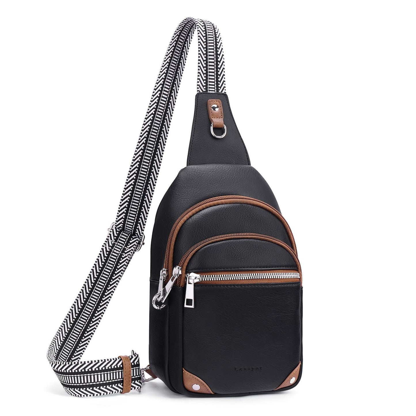 Lexiyat Anti Theft Crossbody Bags for Women Travel Chest Sling Bag Leather RFID Purse Fanny Pack Black