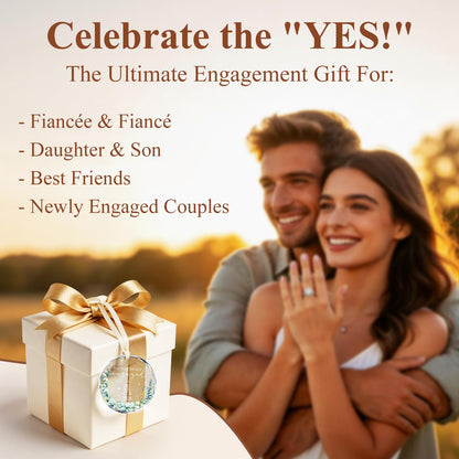 Engagement Gifts for Couples - Crystal Glass 2026 Engagement Ornament, Newly Engaged Gifts for Women, Her - Bride to Be Gift, Fiance Gifts - Engaged Christmas Party Decorations