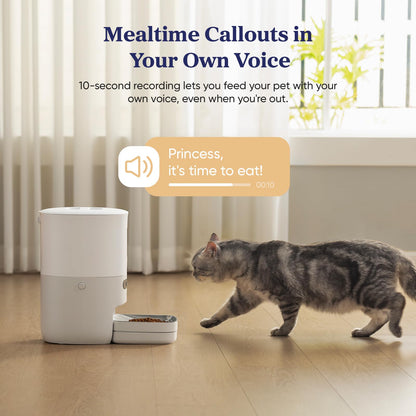 PAWSYNC Automatic Cat Feeder,WiFi Smart Scale Tracks Pet's Food Intake, App Remote Feeding, 3.6L Timed Food Dispenser for Cats and Dogs, Up to 10 Meals Per Day, Stainless Steel Bowl, Dual Power Supply