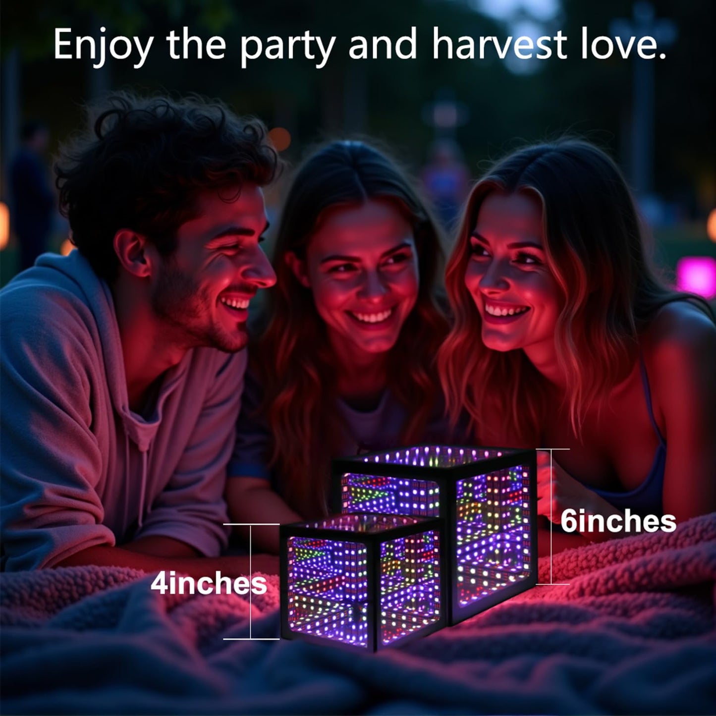 Heepulor Infinity Mirror Hyper Cube Table Lamp, Desk Art Night Light, Color-Changing Music-Sync APP-Controlled Ambient Light for Gaming, Party, Home, Gift (Small 4Inchs)