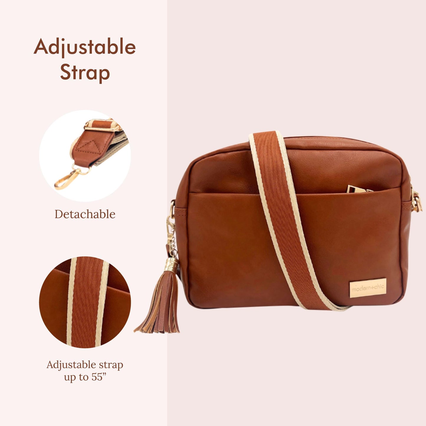 Modern+Chic Alice Crossbody Bags for Women, Small Vegan Leather Crossbody Purse, Adjustable Strap, Matching Free Wallet