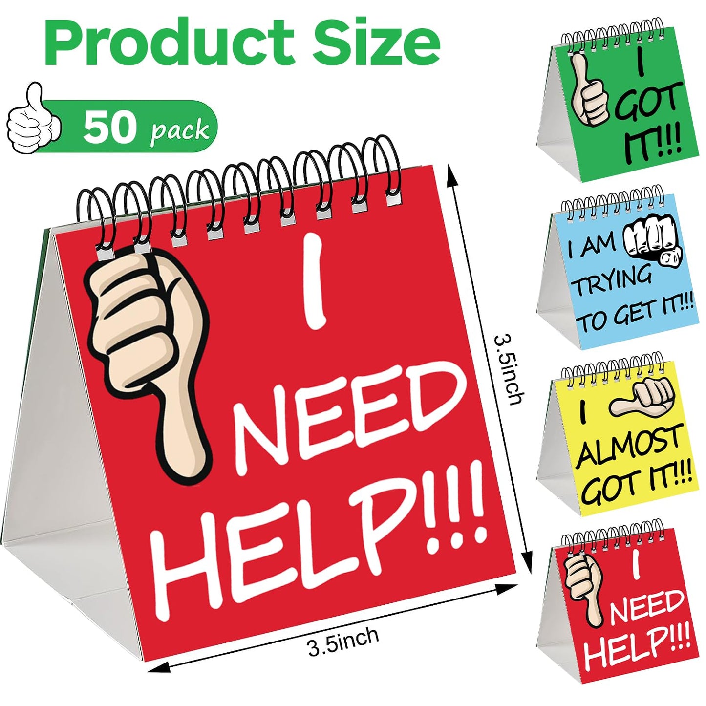 50 Pcs I Need Help Mini Flip Chart Classroom Management Tools Self Assessment Cards Classroom Students Behavior School Educational and Learning Activities Supplies for Kids Teachers