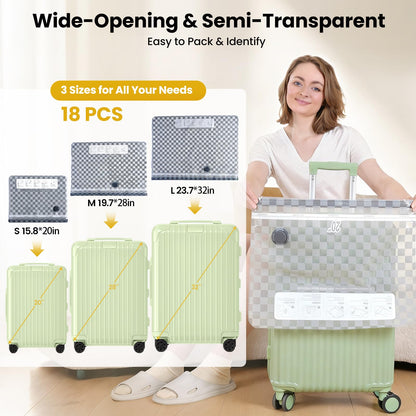 Vacuum Bags for Travel with Rechargeable Digital Display air Pump,18 PCS Combo Travel Size Vacuum Seal Bags for Luggage and Suitcase,Space Saver for Clothes,Home Storage