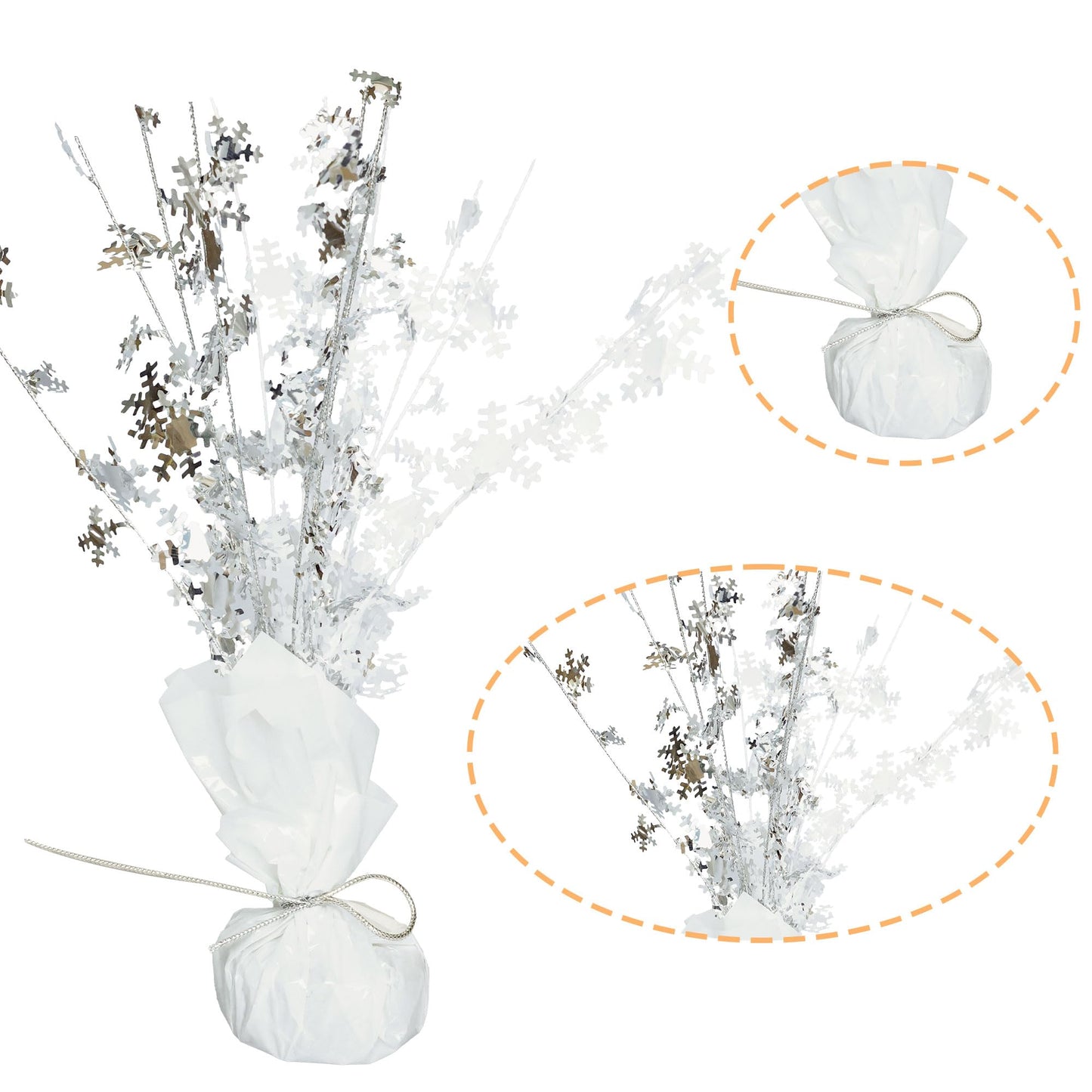Gyufise 6 Pack Metallic Foil Spray Centerpiece Snowflake Table Decoration Burst Table Centerpieces Table Decor for Winter Wonderland Birthday Wedding Anniversary Holiday Party Supplies Silver White