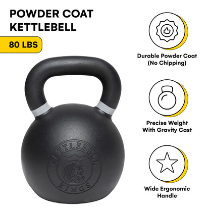 Kettlebell Kings Powder Coated Kettlebell Weights 5-90 LB | Workout Gym Equipment & Strength training sets for Women & Men | Durable Coating for Grip Strength, Rust Prevention