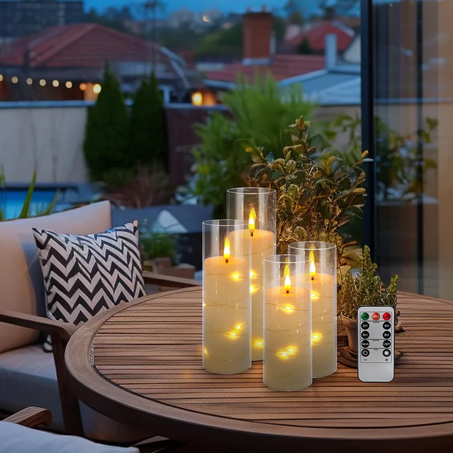 YOROXRG 24 Pack Christmas Decoration Flickering Flameless Candles,Battery Operated Candles,LED String Lights LED Candles for New Year, Home Decor, Parties,Wedding(D2.2 xH 5" 6" 7") (White)