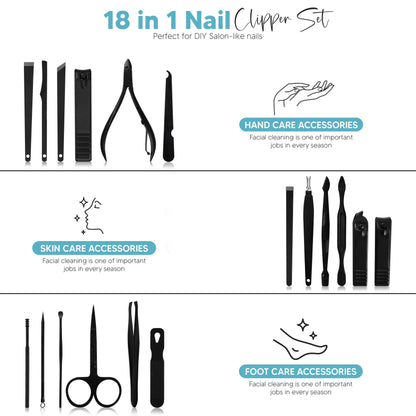 Utopia Care Nail Clippers Professional Nail Kit or Manicure Kit for Women and Men, Stocking Stuffers or Groomsmen Gifts 16Pcs Pedicure Set for Fingernail, Toenail Clippers with Travel Case