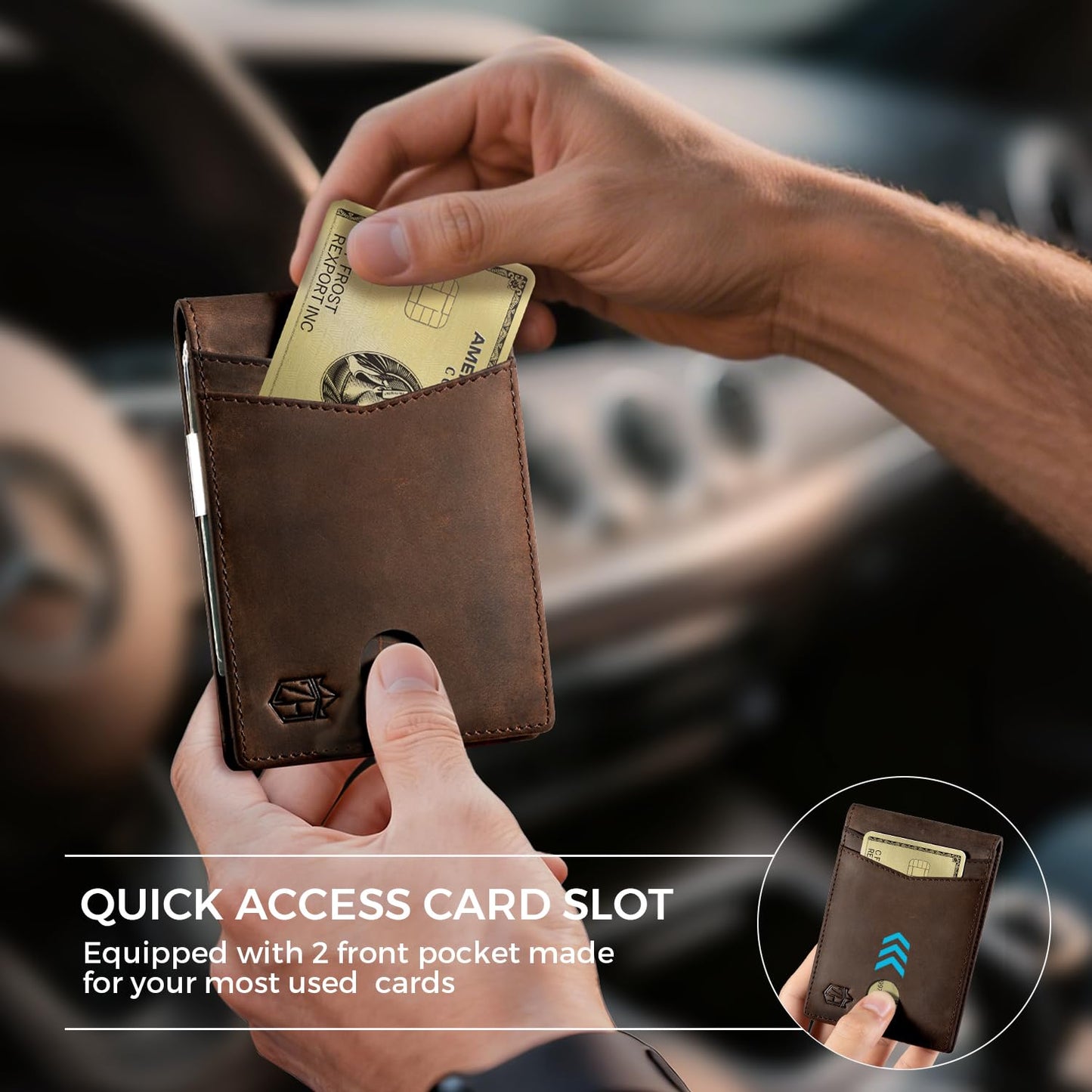 Zitahli Genuine Leather Wallet for Men 12 Card Slim Mens Wallets Bifold RFID Blocking with Money Clip & ID Window Thin Minimalist Card Holder Wallet with Gift Box