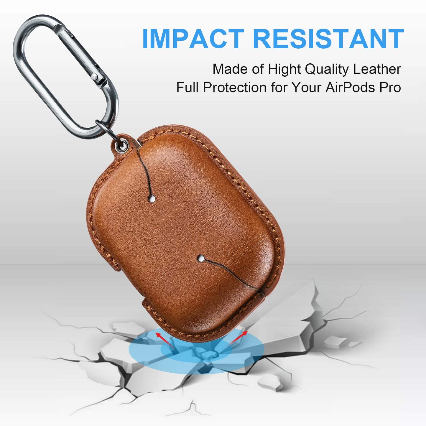 Maxjoy for AirPods Pro 2 Case Leather, Airpods Pro Leather Case Cover with Keychain Airpod Strap Compatible with Apple Airpod Pros 2nd Generation 2023 2022/AirPods Pros 2019 (Front LED Visible), Brown