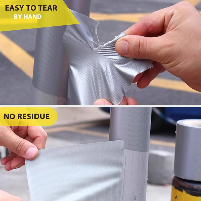 Amanbo 3-Pack Duct Tape Heavy Duty Waterproof Silver, 66 Yards x 1.88 Inch Total Strong Adhesive No Residue Bulk for Home Use, DIY, Projects, Outdoor Repairs Tear by Hand