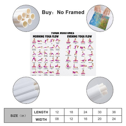 Ouyniei Yoga Poses Poster Yoga Beginner Workout Chart Home Fitness Decor Poster Wall Art Canvas Aesthetic 12x18inch(30x45cm) Unframe-style