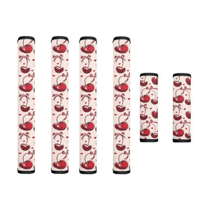 Hwzdsyxl Cherry Bowknot Heart Print Refrigerator Door Handle Covers Set of 6 Kitchen Appliance Handles Decor Anti-Static Fridge Handle Cover Keep Off Fingerprints Food Spot for Valentine's Day Decor