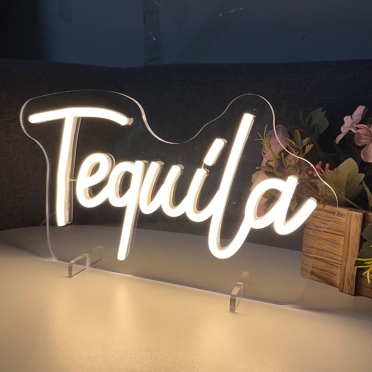 Tequila Table Number Neon Sign Desk Lamp Night Light Wedding Letter LED Neon Sign Wedding Table Decorations Neon Light Shop Bedroom Home Room Decor Christmas Party Warm White USB 30×16.8CM