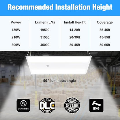 LED Linear High Bay Light 1-Pack, 300W 45000LM 0-10V Dimmable 5000K Daylight, Adjustable High Bay LED Shop Lights Lighting Fixtures for Garage Warehouse Workshop, UL