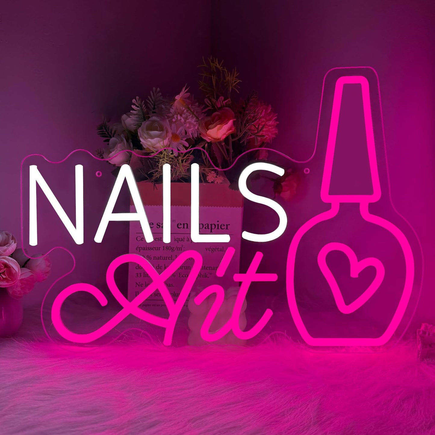 Nail Neon Sign for Wall Decor, Led Nail Signs for Studio Beauty Salon Business Makep Room Wall Window Decor, Gift for Nail Tech Girls, Christmas, Birthday