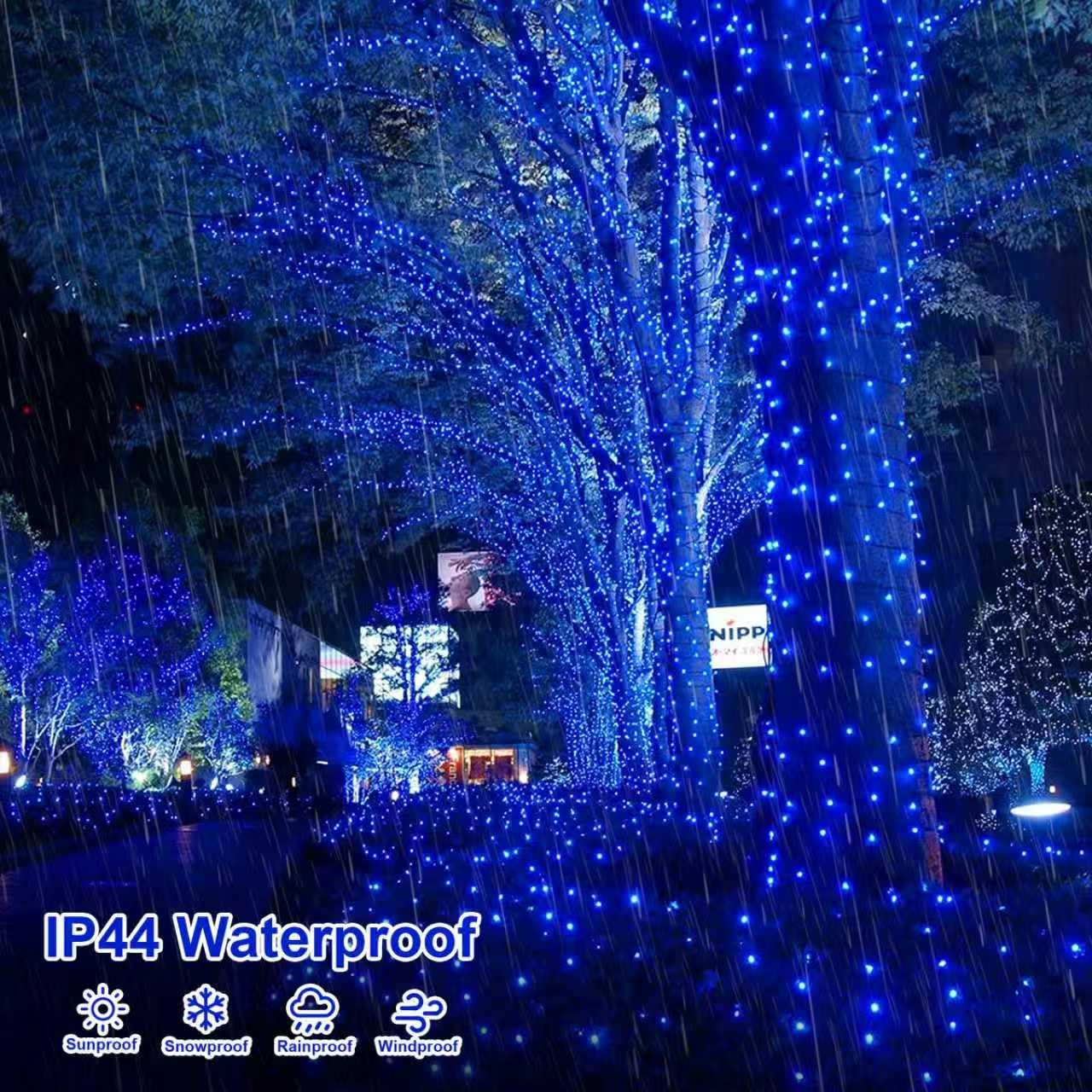 QITONG 500LED Blue String Lights, 165ft Christmas Lights Outdoor Waterproof with Plug in, Green Wire Twinkle Tree Lights Indoor with 8 Modes