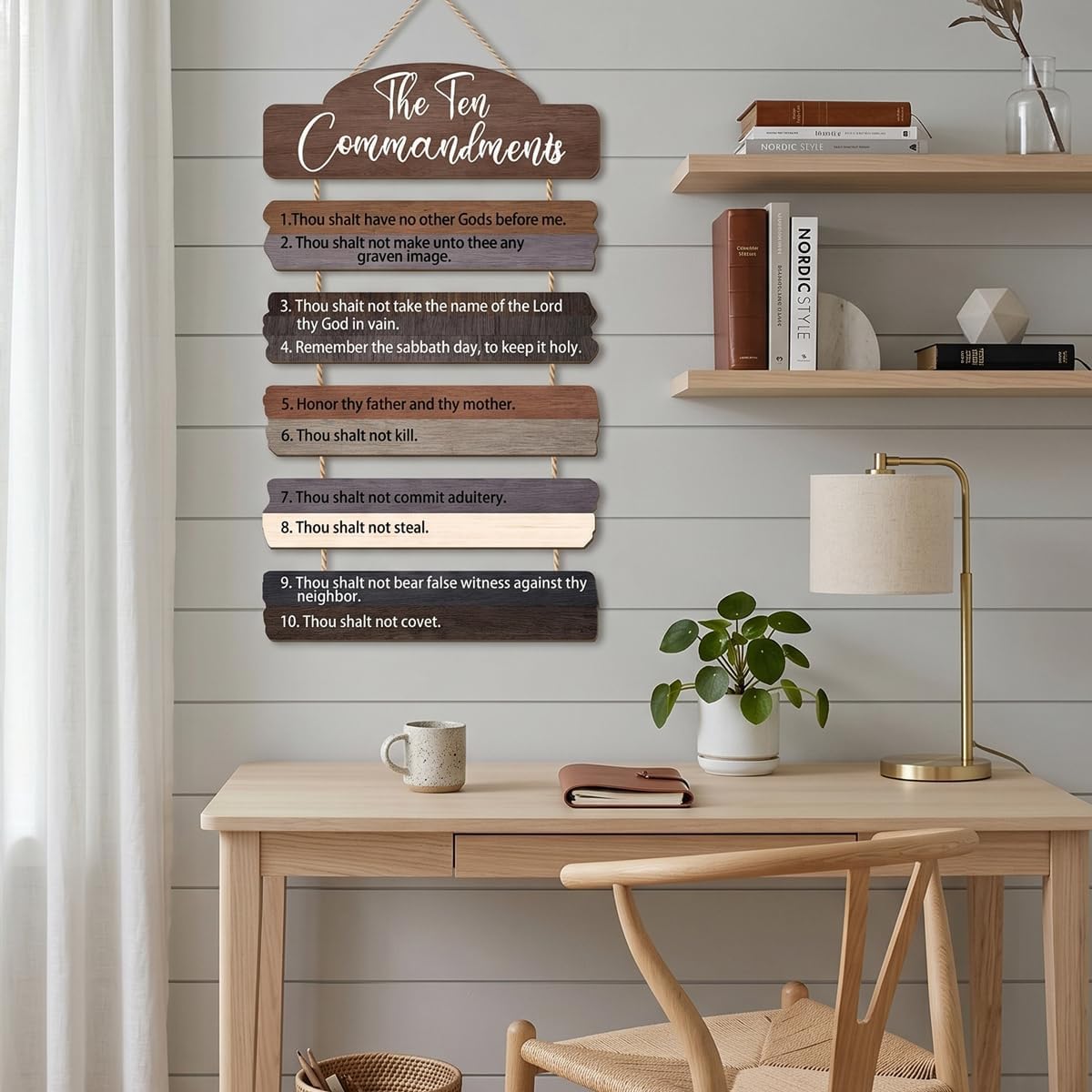 IARTTOP The Ten Commandments Wall Art Sign Rustic Christian Scripture Hanging Plaques Religious Bible Verse Front Door Decor for Home Church Christian Gifts