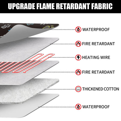 furrybaby Pet Heating Pad, Waterproof Dog Heating Pad Mat for Cat with Durable Anti-Bite Tube Indoor for Puppies Dogs Cats (1 Pack Black, 34 X 24in, Temp Adjustable)