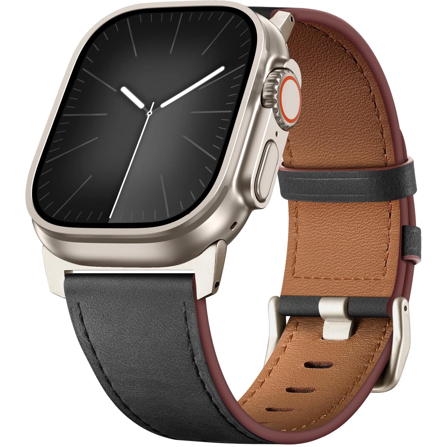 Easuny Leather Bands Compatible with Apple Watch Ultra 2 3/Ultra Band 49mm 44mm 45mm 46mm 42mm Men, Top Grain Genuine Leather Strap for iWatch Series 11 10 9 8 7 6 5 4 SE3 SE2 SE 3 2 1