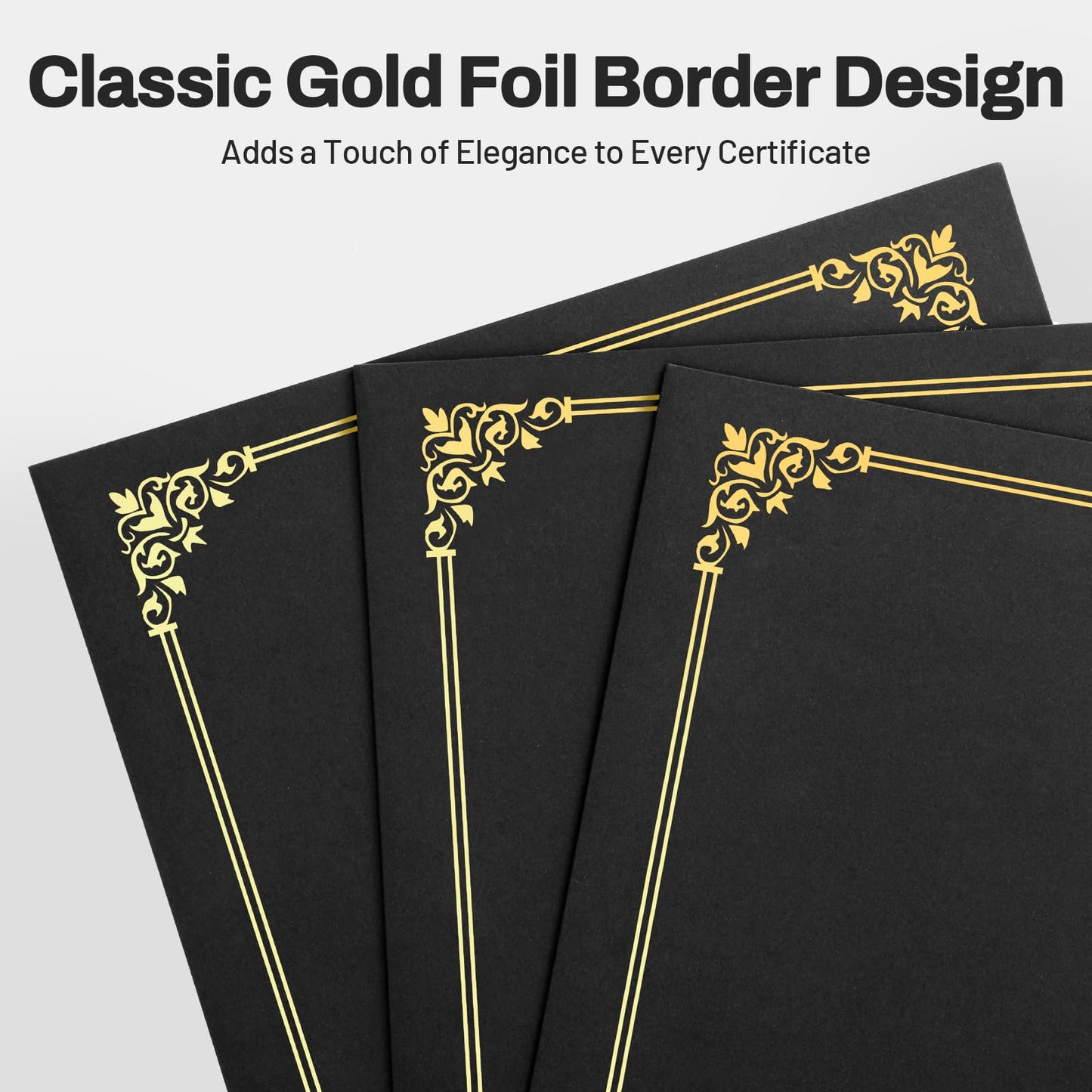 SUNEE Certificate Holders(Black, 30 Packs), Diploma Covers Gold Foil Border, for Letter Size 8.5x11 Certificates, Cardstock, Document Papers