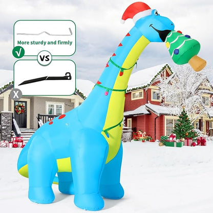 COMIN 10ft Christmas Inflatables Outdoor Decorations, Blow Up Dinosaur Christmas Tree Inflatable with Built-in LEDs for Christmas Indoor Outdoor Yard Lawn Garden Decorations