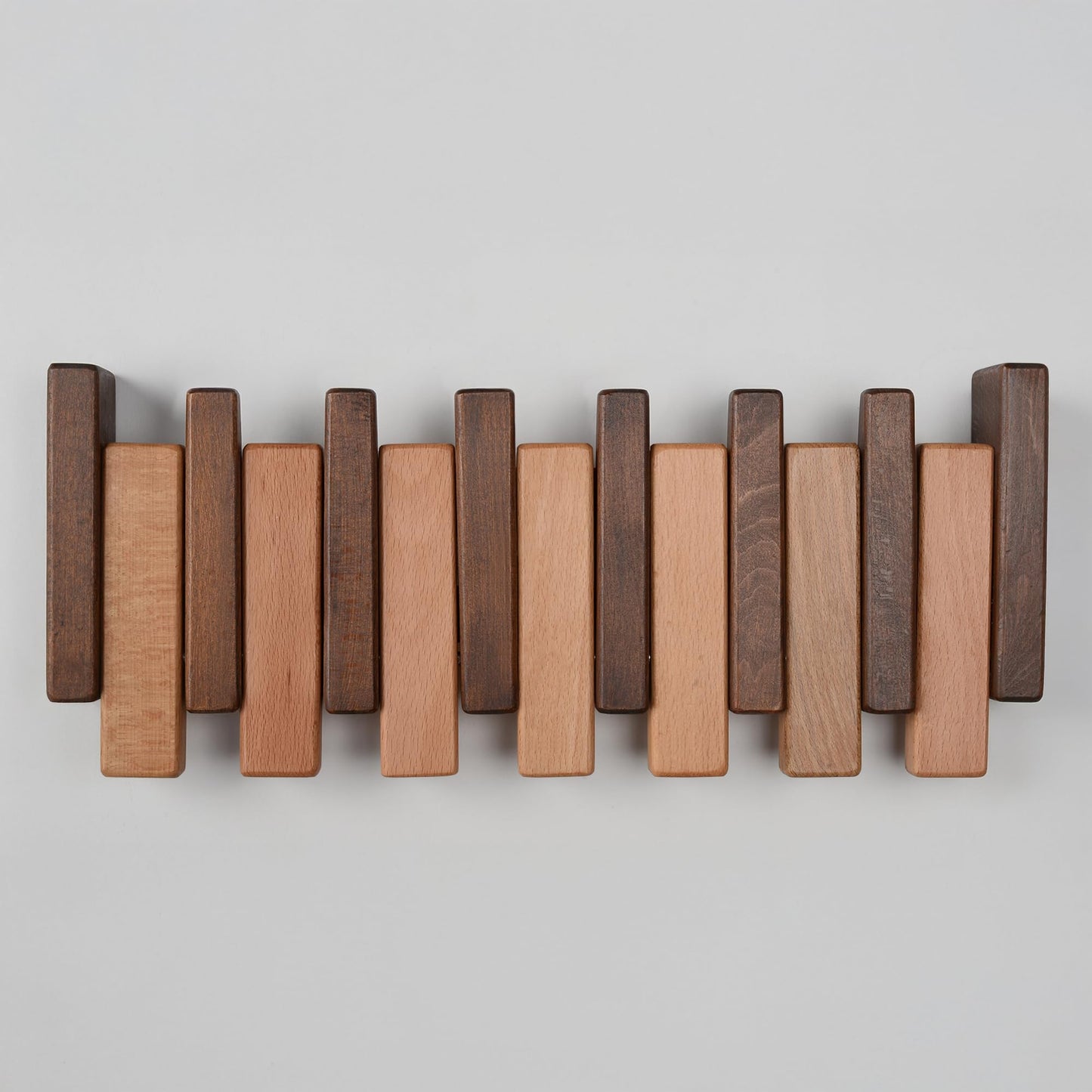 TEXAS BEST GIFT Piano Key Coat Rack – 6-Hook Wall-Mounted Rack in Solid Beech – Space-Saving Flip Hooks – Entryway Organizer for Coats, Hats, Bags