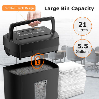 Bonsaii 12-Sheet Cross Cut Paper Shredder, 5.5 Gal Home Office Heavy Duty Shredder for Paper, Credit Card, Mail, Staples, with Transparent Window, High Security Level P-4 (C275-A)