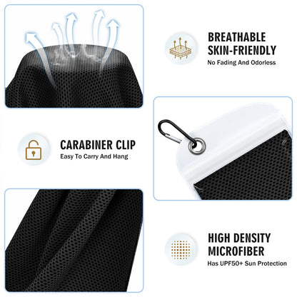 Hemndic 4 Pack Cooling Towels (40"x12"), Soft Breathable Cooling Towels for Neck and Face, Microfiber Workout Towels for Yoga, Golf, Running, Hiking & More Activities
