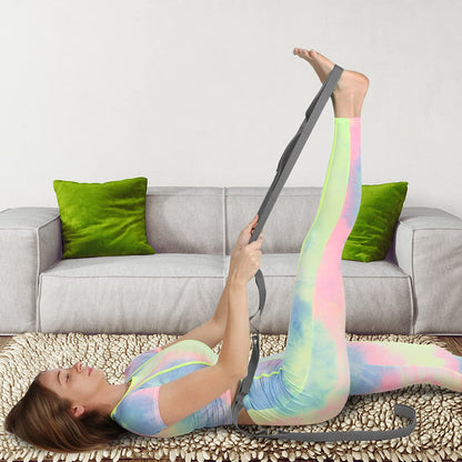 Stretch Strap Yoga Stretching Strap Physical Therapy Rehab Multi-Loop Strap Stretch Bands Nonelastic Exercise Strap for Pilates, Dance and Gymnastics with Instructional Guide (Grey)