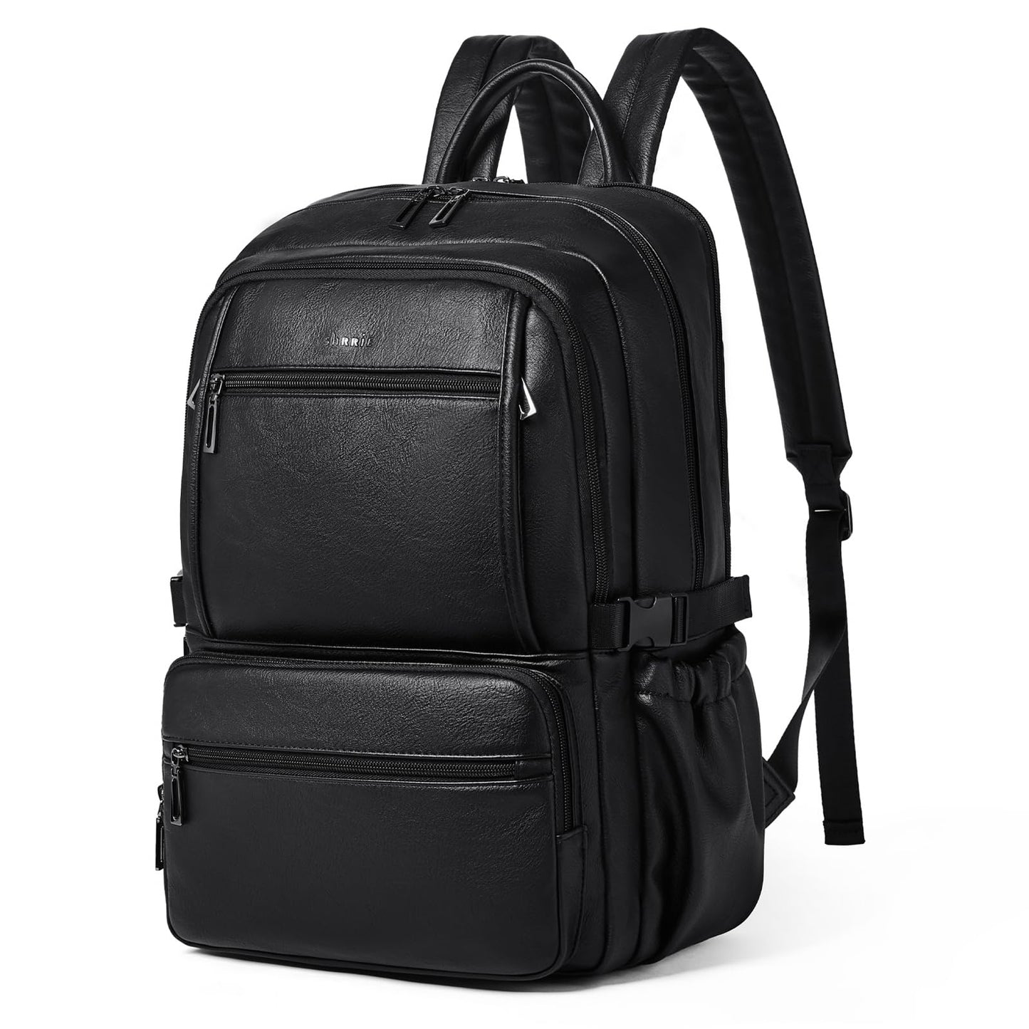 Shrrie Leather Backpack Purse Fit 17 Inch Laptop for Work Travel Business College Women Mens Leather Computer Tote Backpack Purse Black 35L Roomy Office Water-Resistant Back Pack Bag