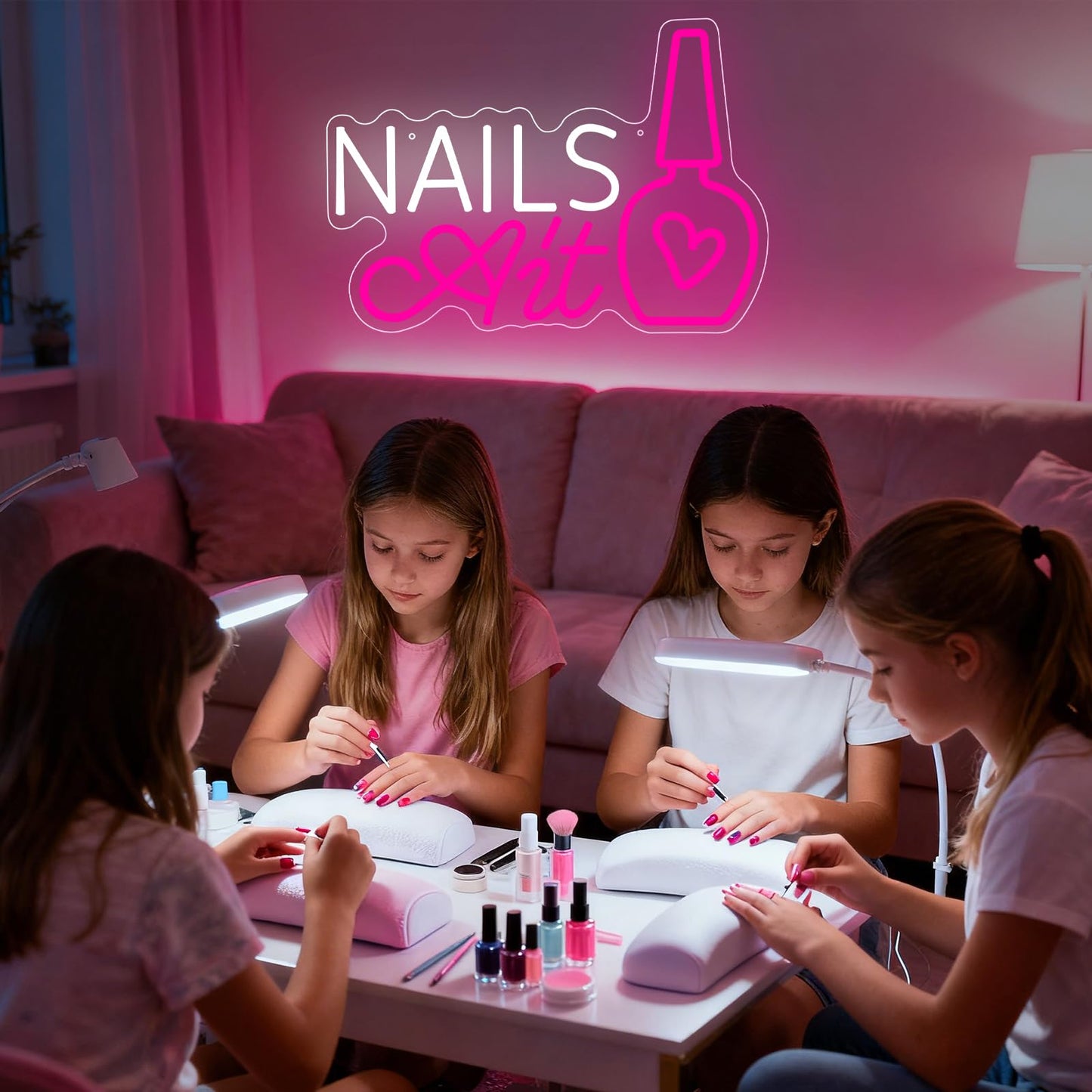 Nail Neon Sign for Wall Decor, Led Nail Signs for Studio Beauty Salon Business Makep Room Wall Window Decor, Gift for Nail Tech Girls, Christmas, Birthday