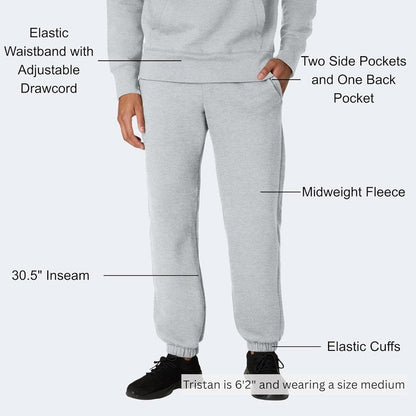 Hanes Men's Jogger Sweatpants - Heavyweight Fleece with Pockets | 30" Inseam
