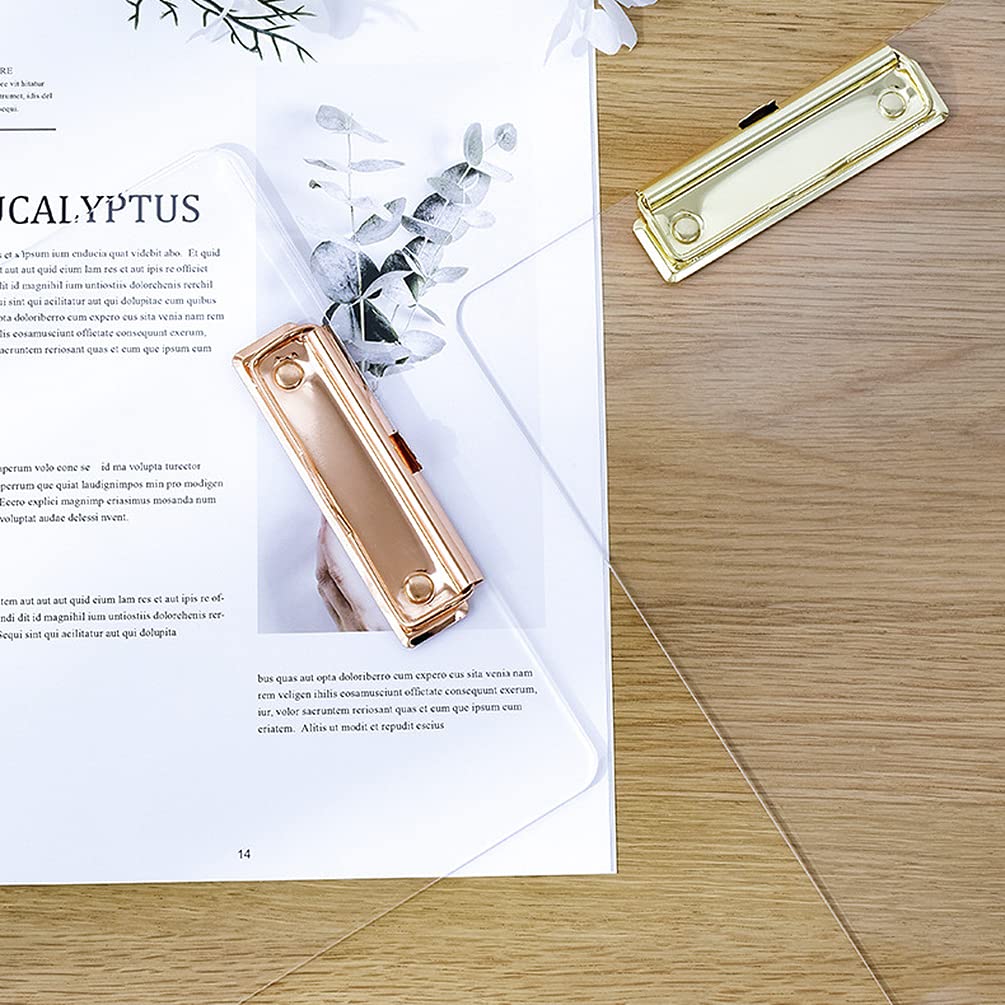 3mm Thick Acrylic Clipboards with Gold Clip 3-Pack, Durable Stylish Clipboards with Low Profile Clip Suit for A4 Paper