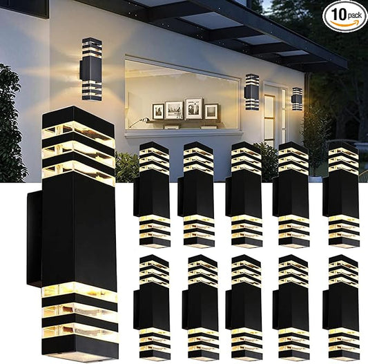 10Pack 15inch Outdoor LED Wall Lights,4000K Day White Outdoor 18W Wall Light Aluminum Body Waterproof IP65 led Porch Light for House Patio Garage Garden.(No Sensor)