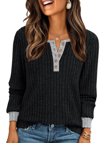 AUTOMET Long Sleeve Henley Shirts Women's Business Casual Lightweight Tunic Sweater Tops